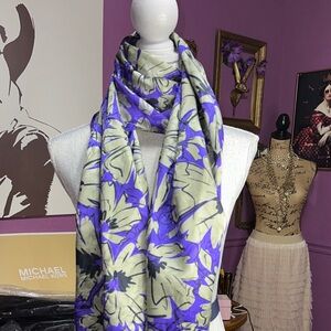 Dior Purple and Cream Floral Scarf